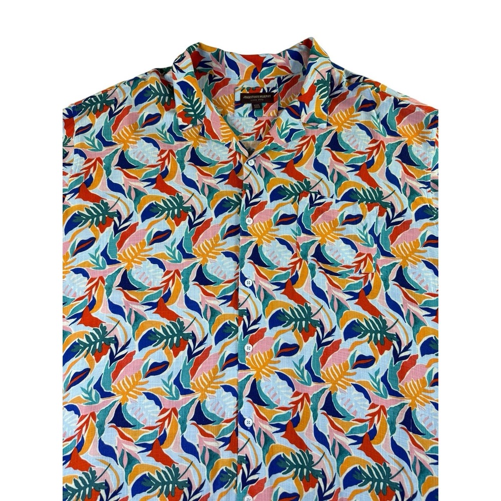 Johnston & Murphy Tropical Floral Camp Short Sleeve Mens XXXL 100% Rayon